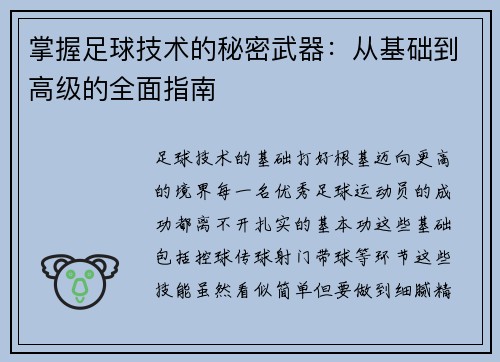 掌握足球技术的秘密武器：从基础到高级的全面指南